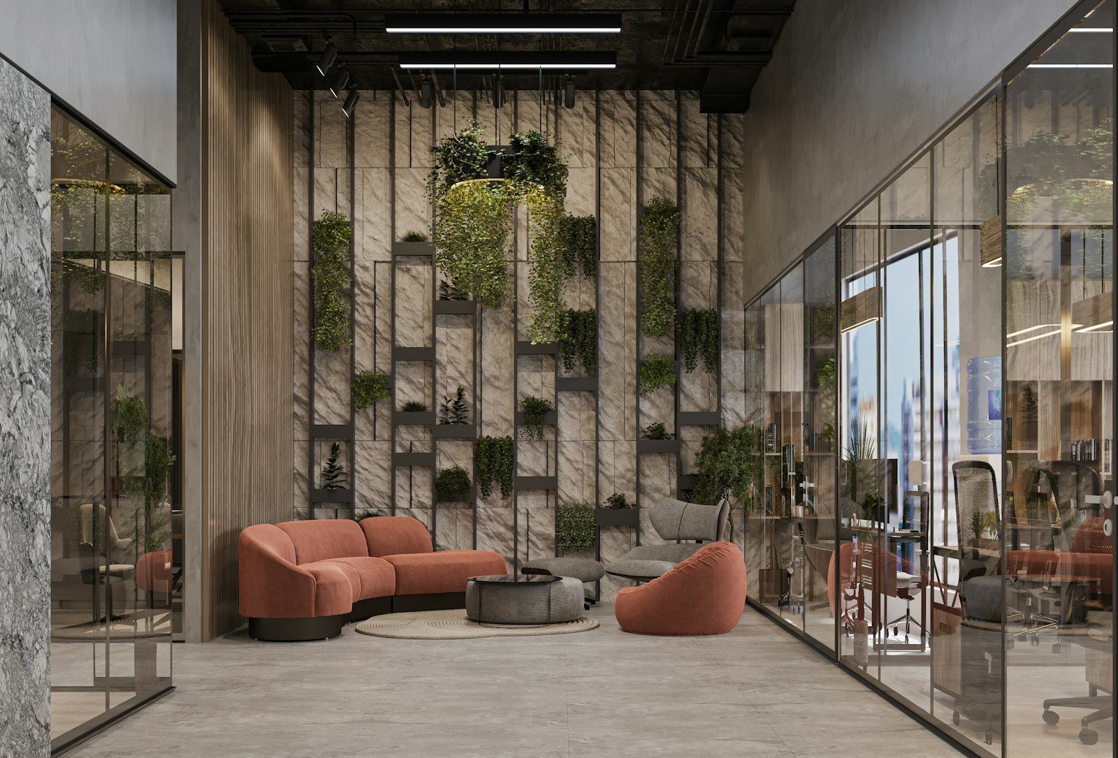 Ambiente corporativo moderno e acolhedor